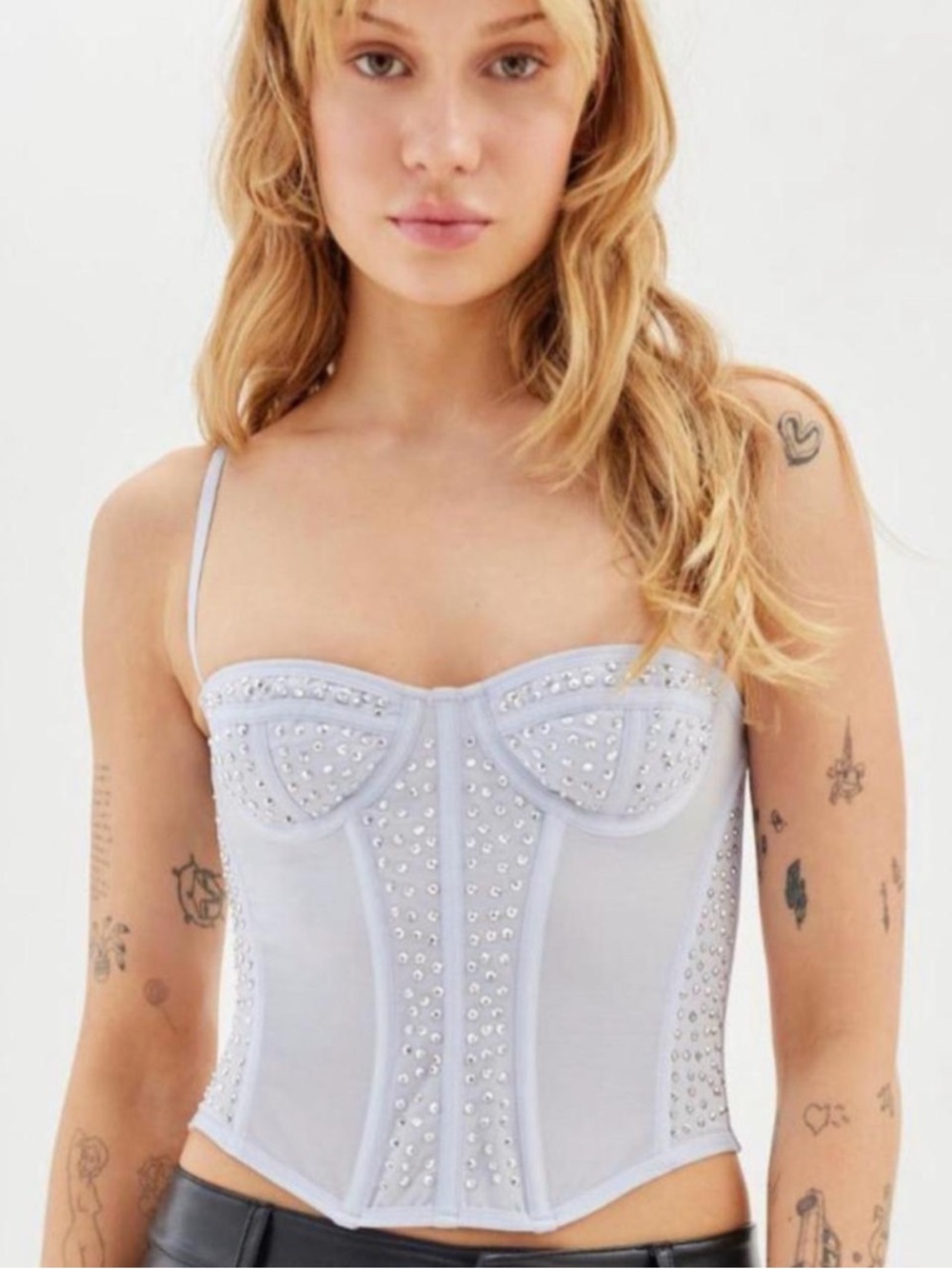 Urban Outfitters Out From Under Modern Love Corset with Rhinestones in Blue